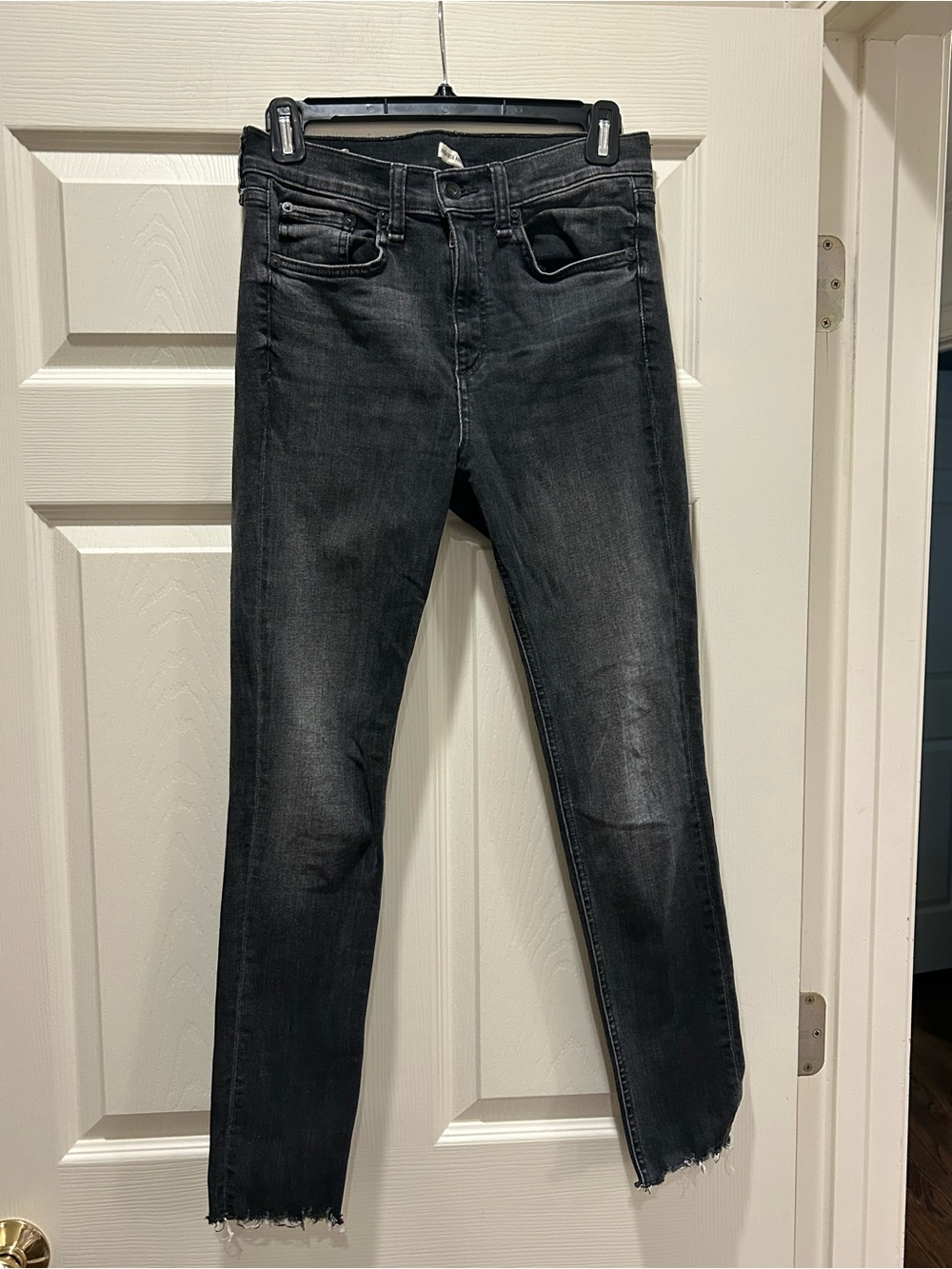 rag & bone Women's High Rise Black Washed Skinny Jeans